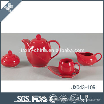 Regalo de promoción elegante juego de té rojo porcelana jubilosa